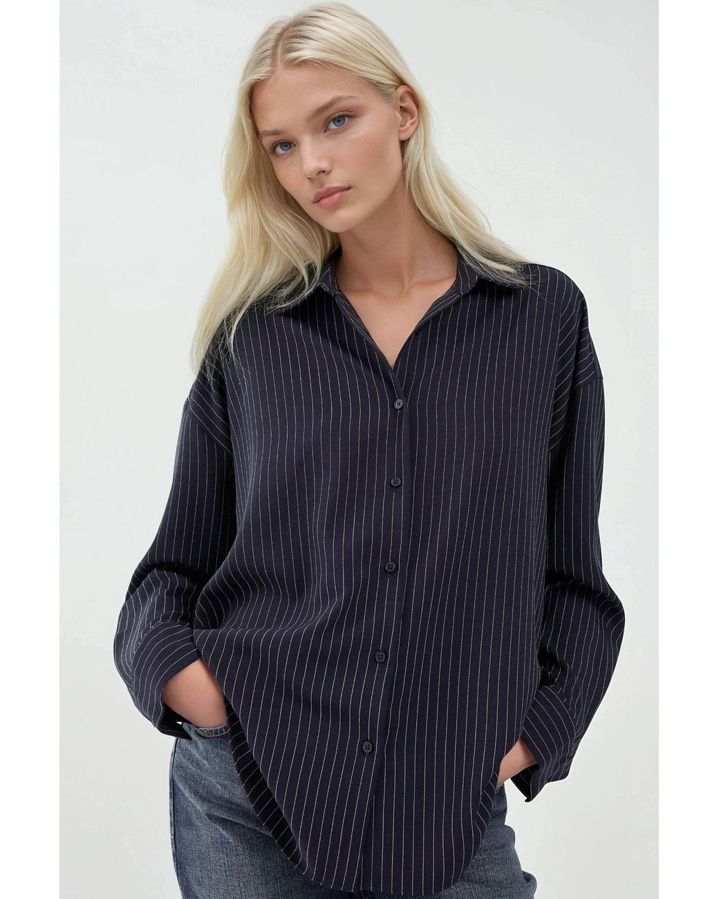 Hiccup Blue Oversize Striped Shirt