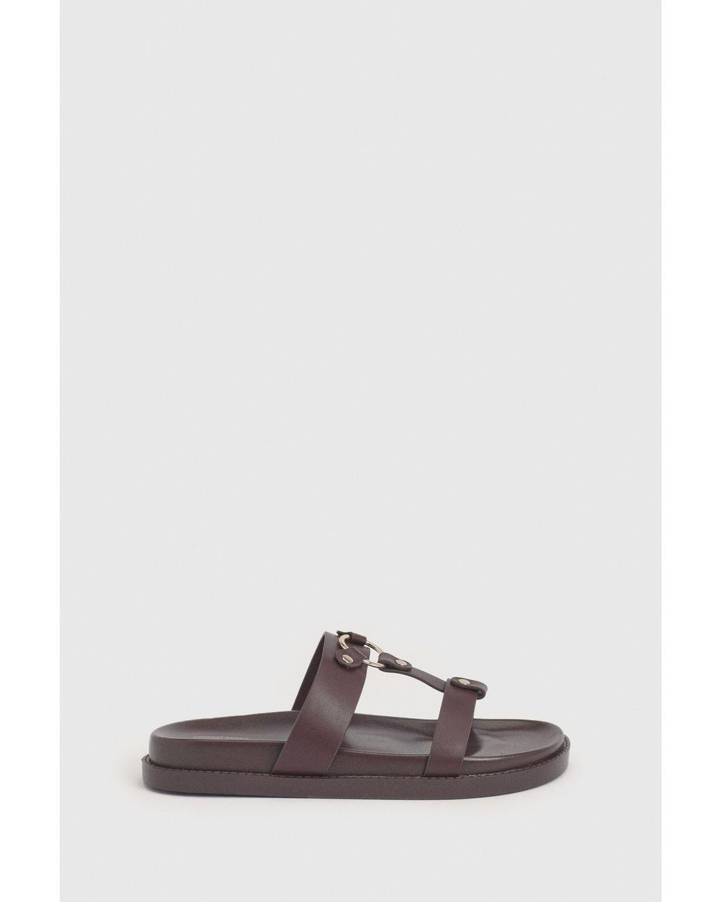 Boohoo Red Wide Fit T Bar Chunky Sandals