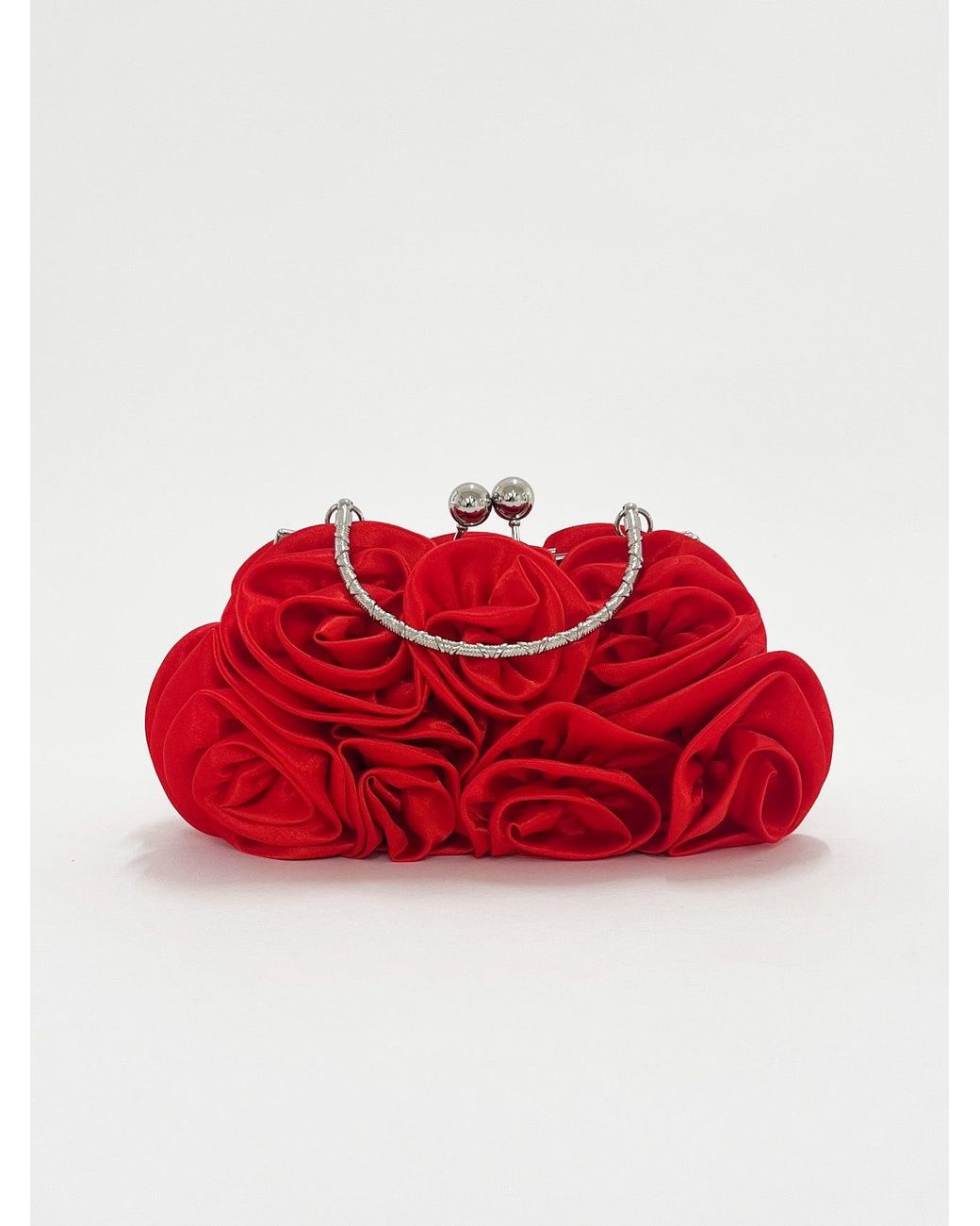 SVNX Red 3D Rose Clutch Bag