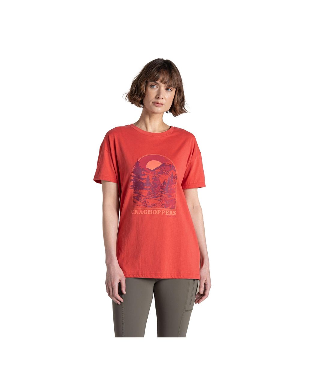 Craghoppers Red Ladies Yago Mountain T-Shirt (Compote)