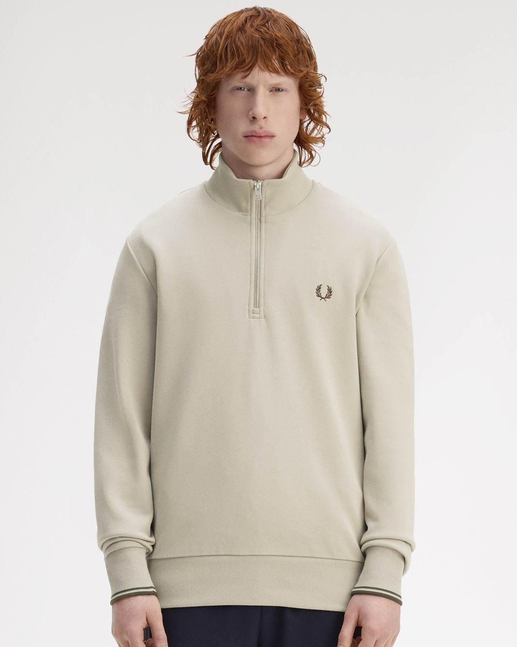 Fred Perry Natural Half Zip Sweatshirt for men