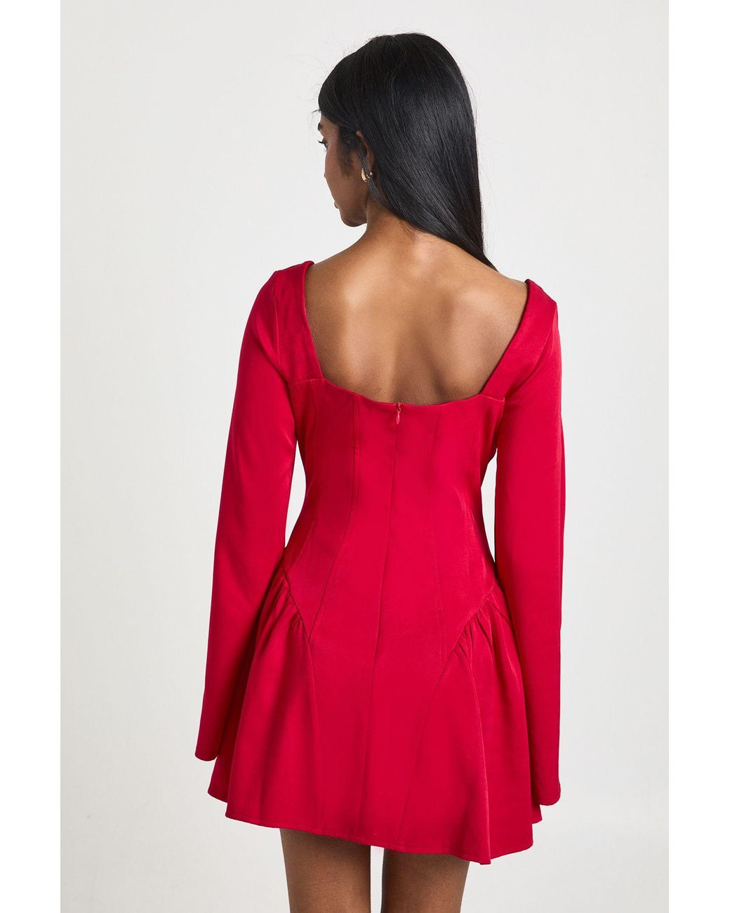 Boohoo Sweetheart Neck Tailored Full Skirt Mini Dress