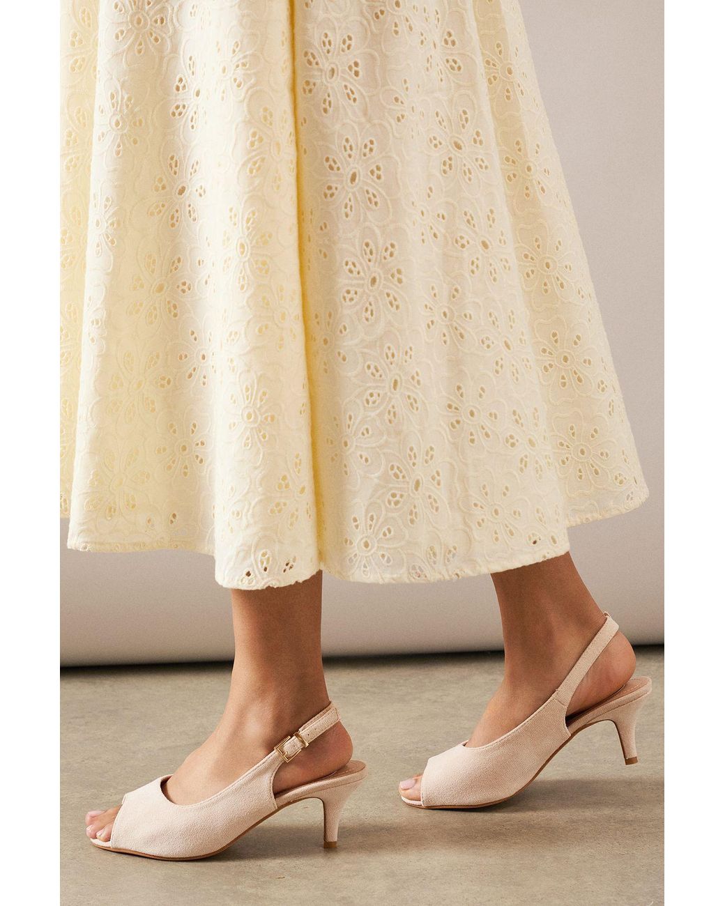 Good for the Sole Natural Wide Fit Evelyn Peep Toe Sling Back Heeled Sandals