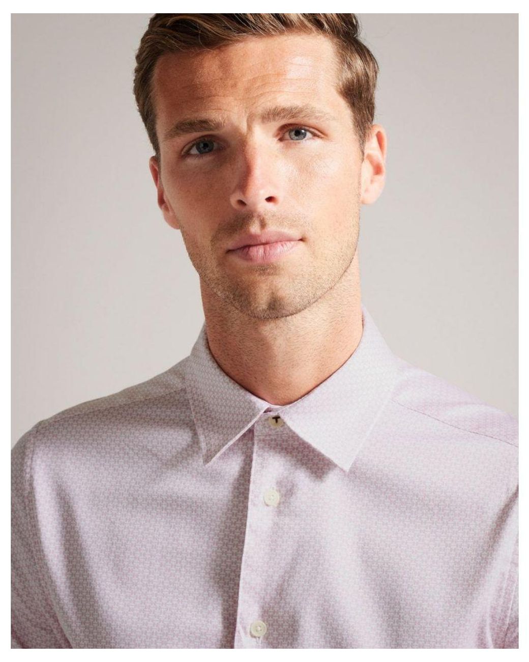 Ted Baker Natural Faenza Long Sleeve Geometric Shirt for men