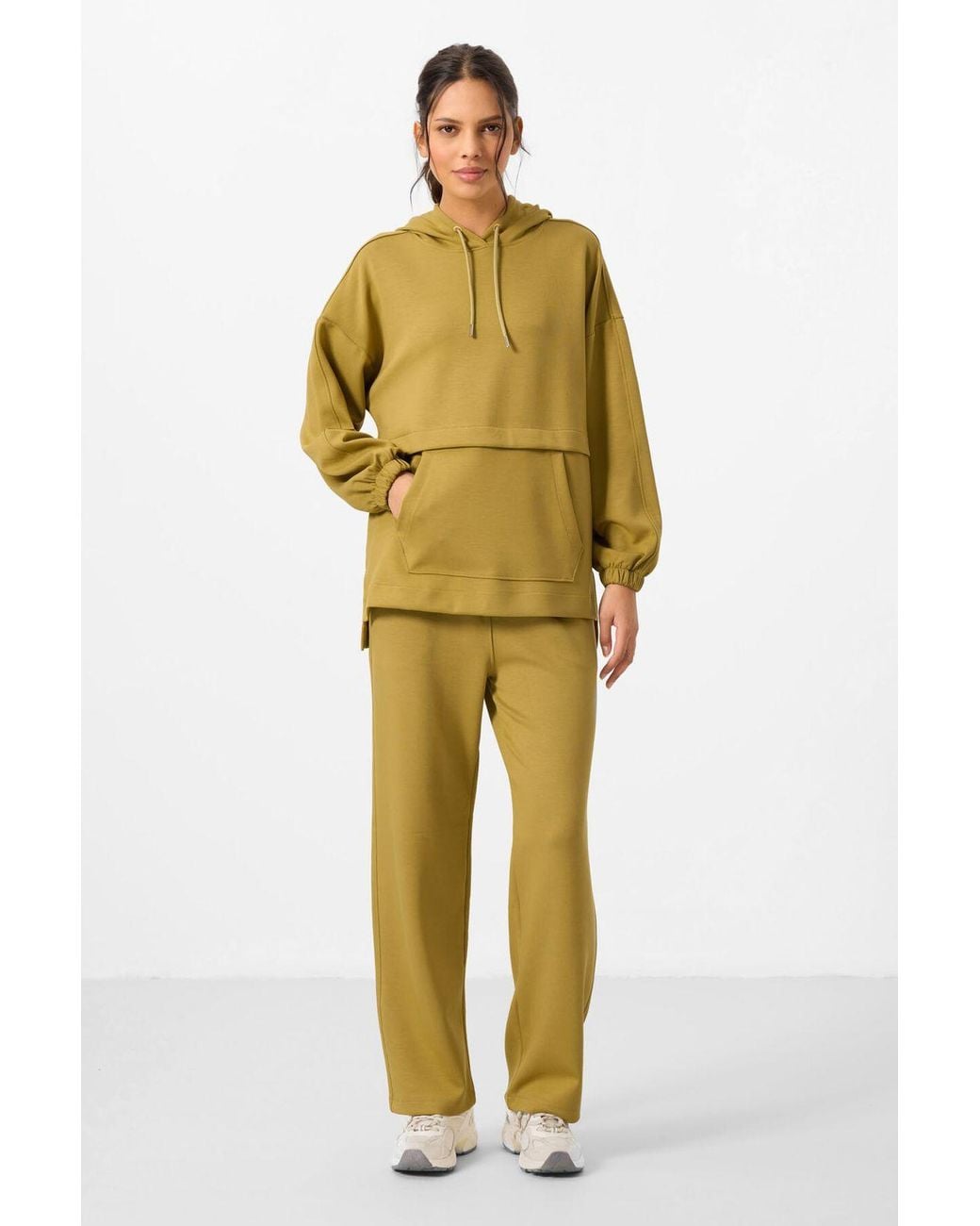 TOMMY LIFE Metallic Oversized Hooded Sweatshirt And Wide-Leg Pants Set