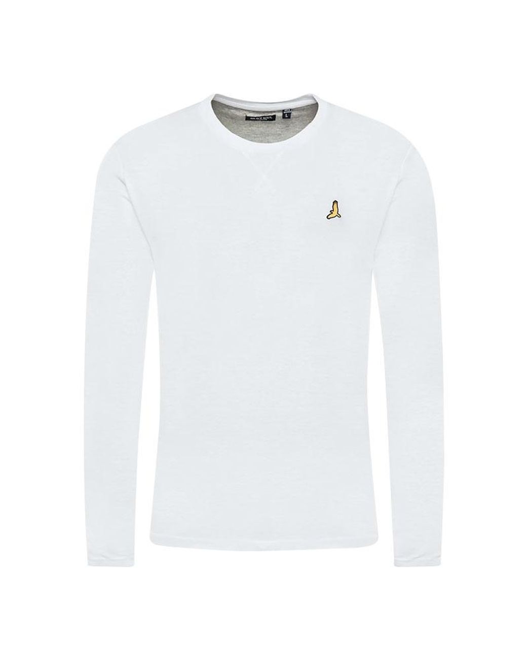 Brave Soul White Long Sleeve T Shirts Crew Neck Casual Top Summer Cotton Tee New for men