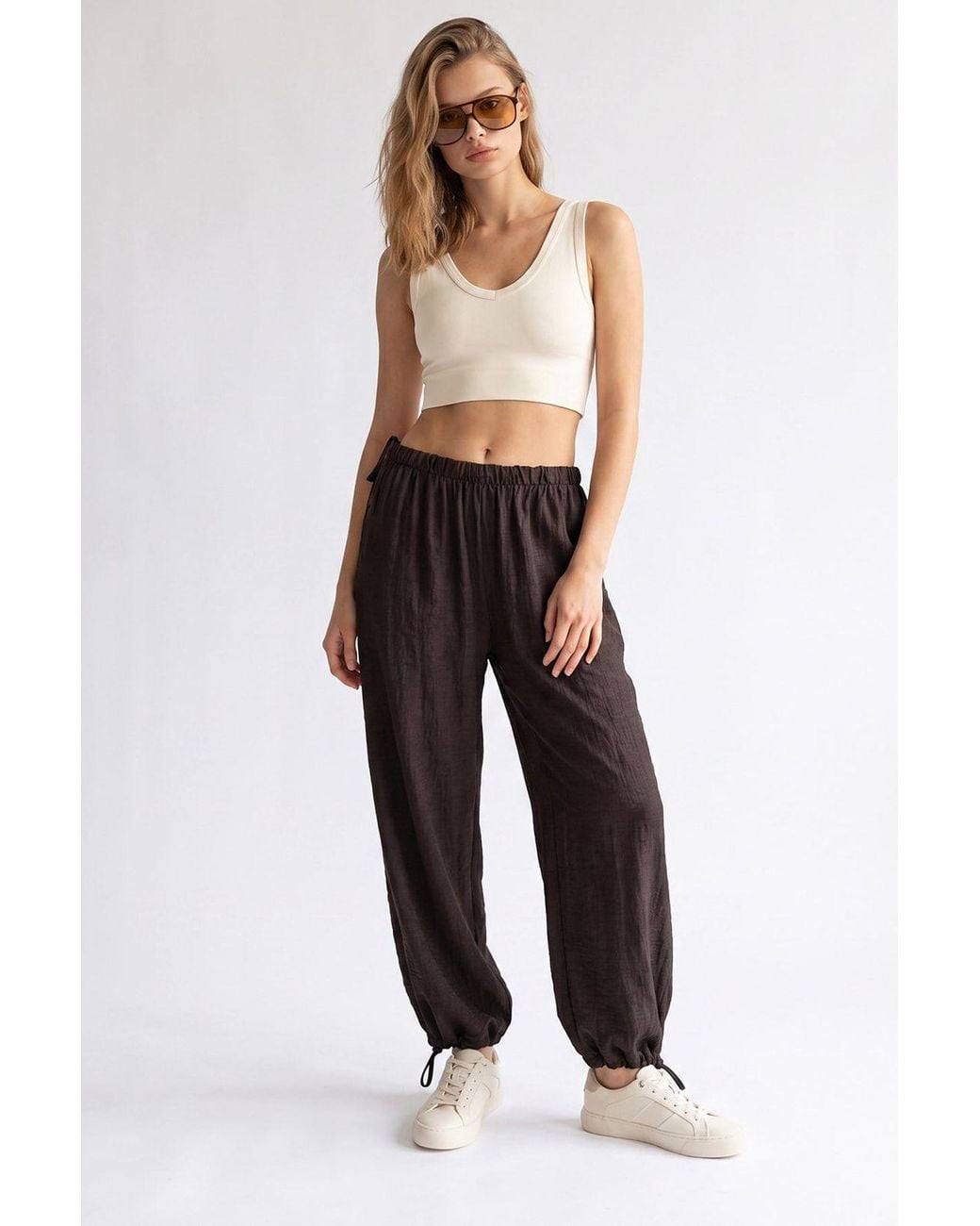 MixRay Black Tencel Straight-Leg Pants