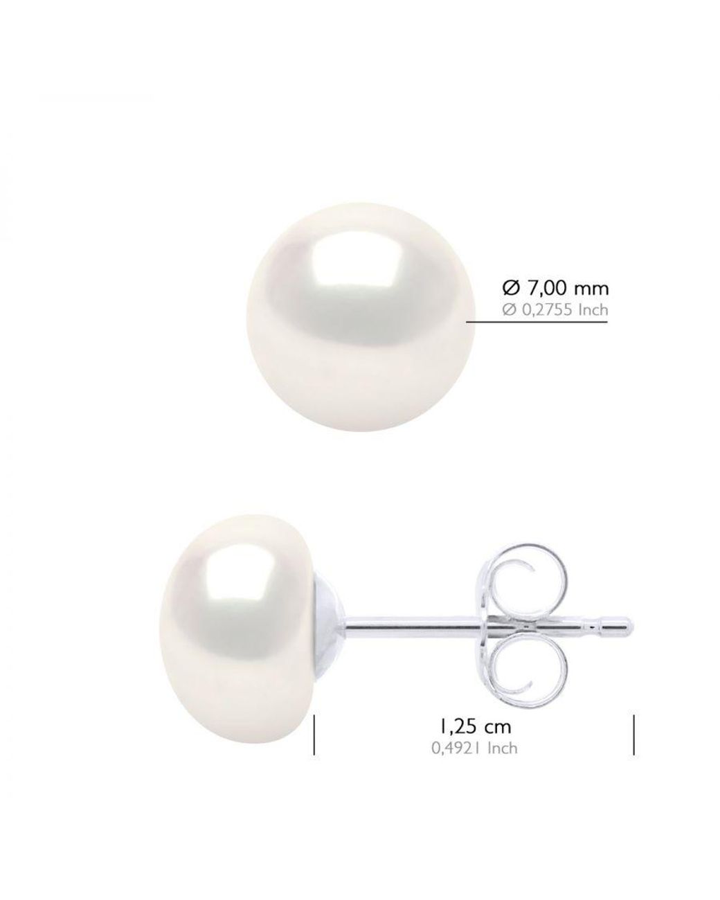 Ateliers Saint Germain White Earrings Of 925 And Real Cultured Freshwater Pearls Button 7-8 Mm