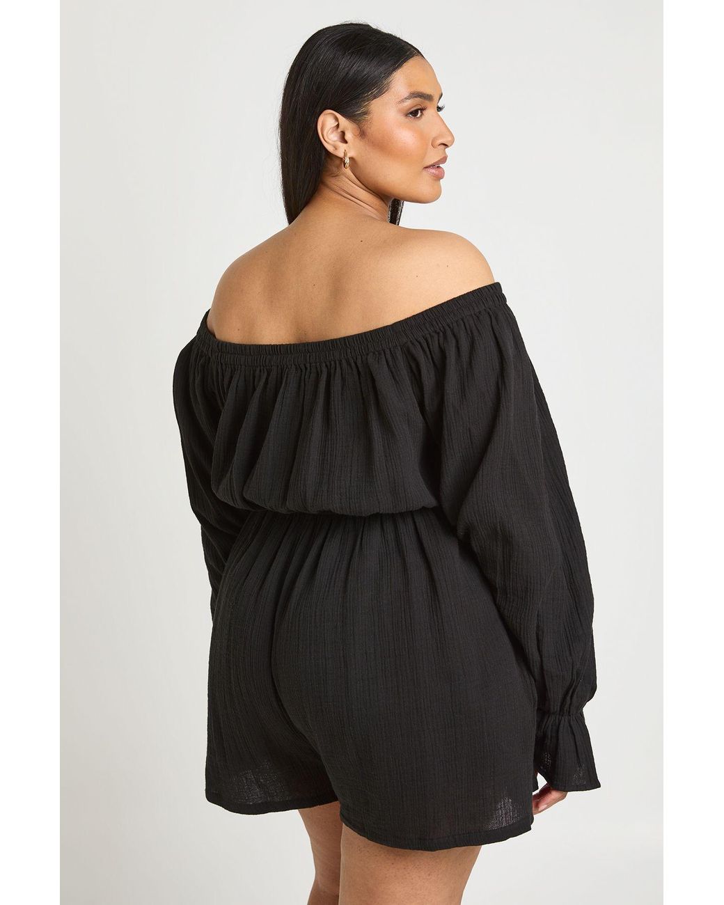 Boohoo Black Plus Milkmaid Tie Front Playsuit