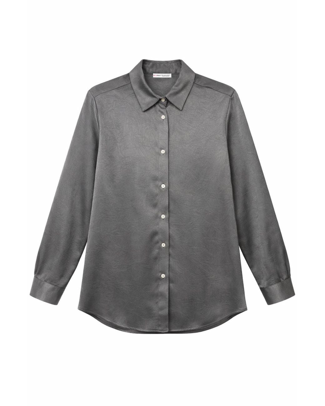 MixRay Gray Regular Fit Satin Woven Button-Up Shirt