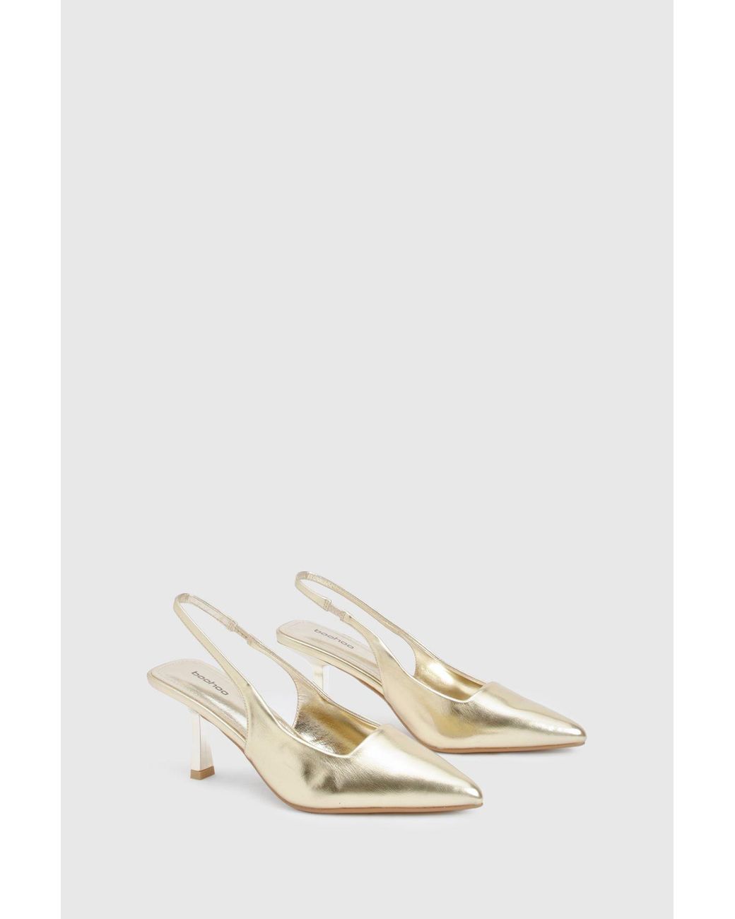 Boohoo Natural Wide Fit Low Stiletto Slingback Court