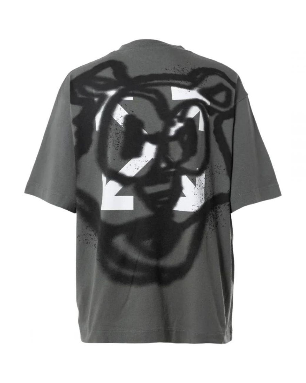 Off-White c/o Virgil Abloh Gray Teddy Arrow Logo Over Skate Fit Steel Iron T-Shirt for men