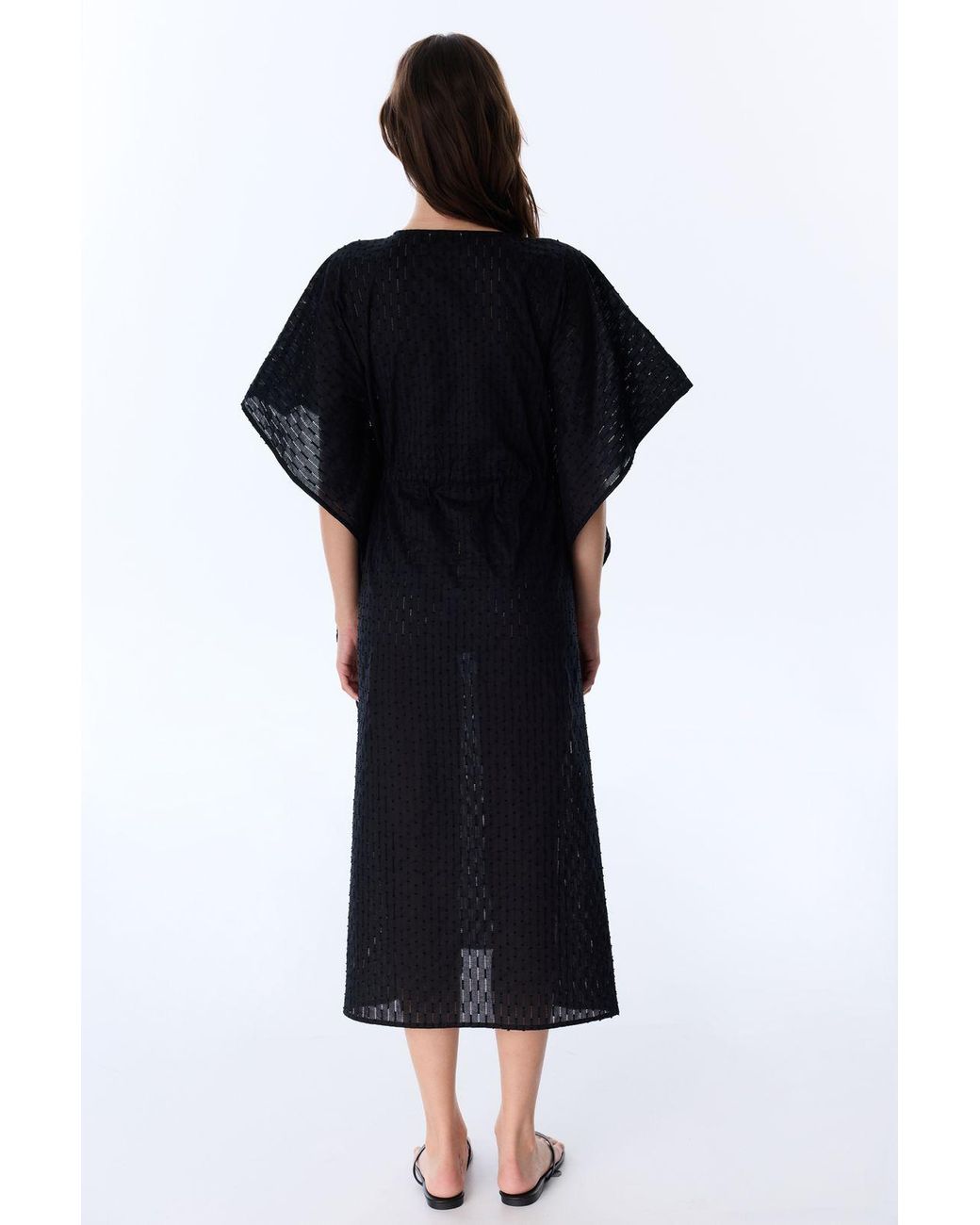 Penti Black Oversized Woven Cotton Beach Kimono