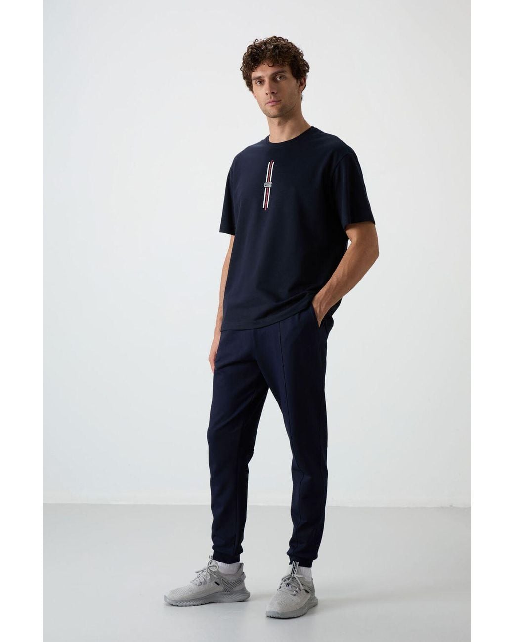 TOMMY LIFE Blue Fleece Jogger Sweatpants for men
