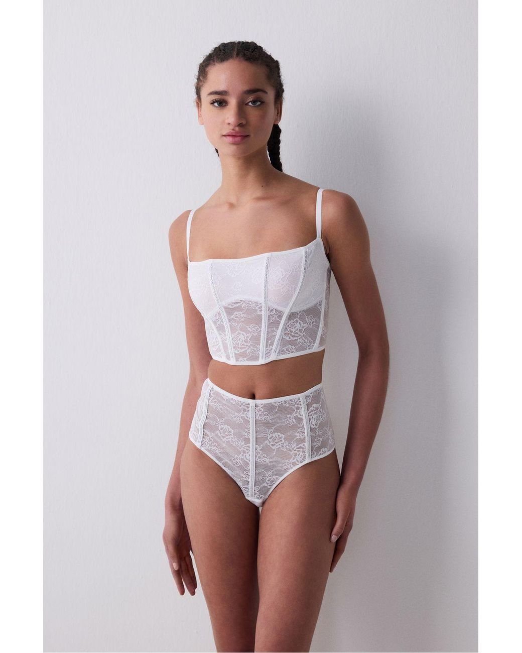 Penti White Stone Corset Cropped Bralette