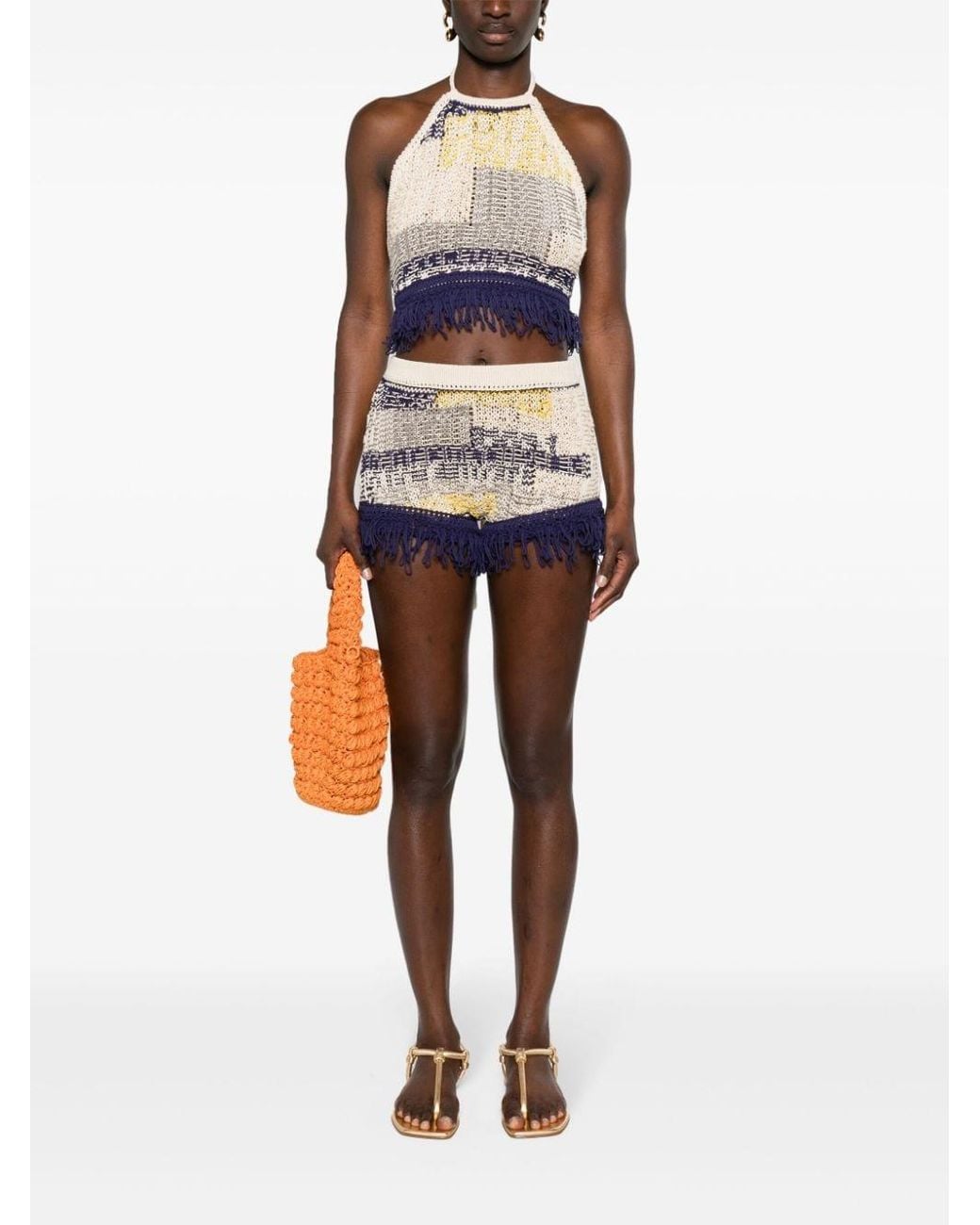 Max Mara Blue Cotton Knitted Shorts