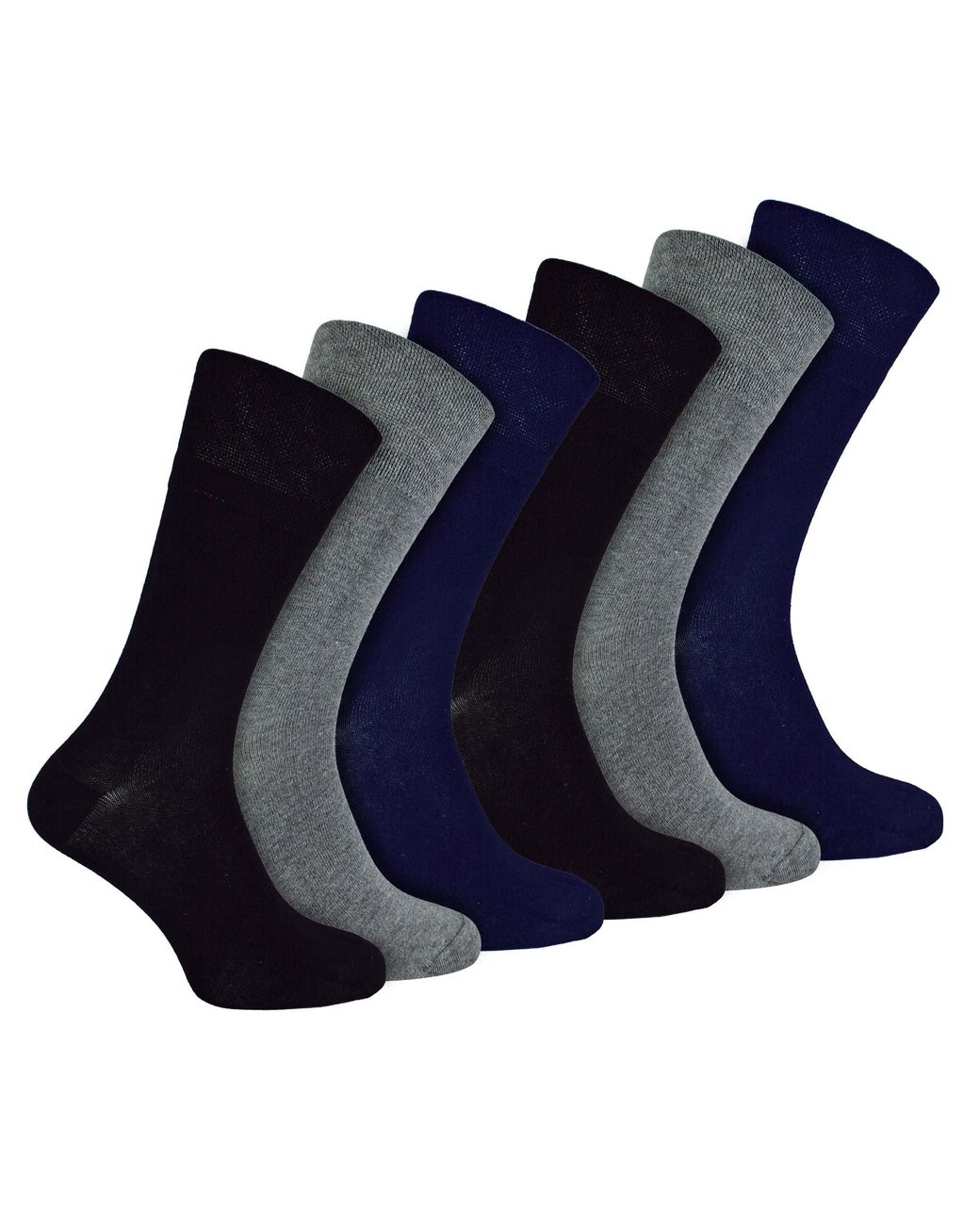 IOMI Blue 6 Pack Diabetic Bamboo Socks for men