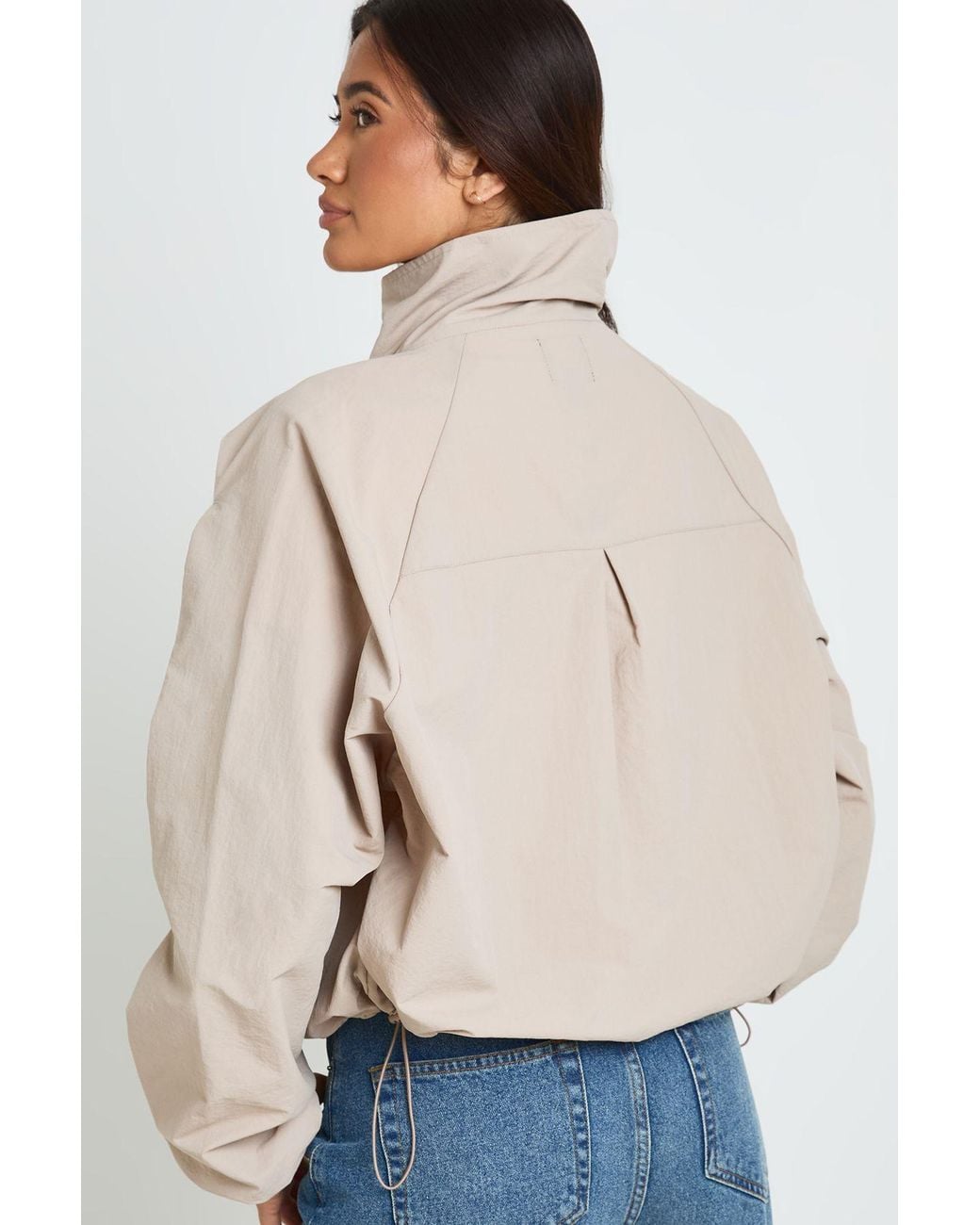 Boohoo Natural Funnel Neck Track Jacket