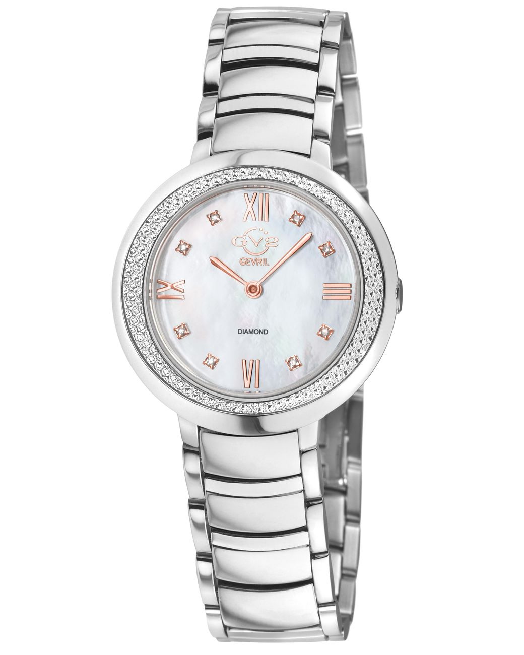Gv2 Gray Amalfi Swiss Quartz Diamond Mop Dial Stainless Steel Watch