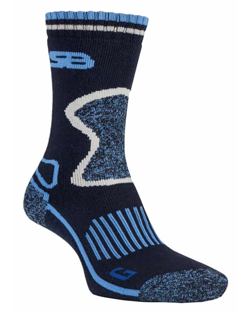 Storm Bloc Blue 2 Pairs Ladies Cushioned Wool Blend Hiking Socks With Arch Support