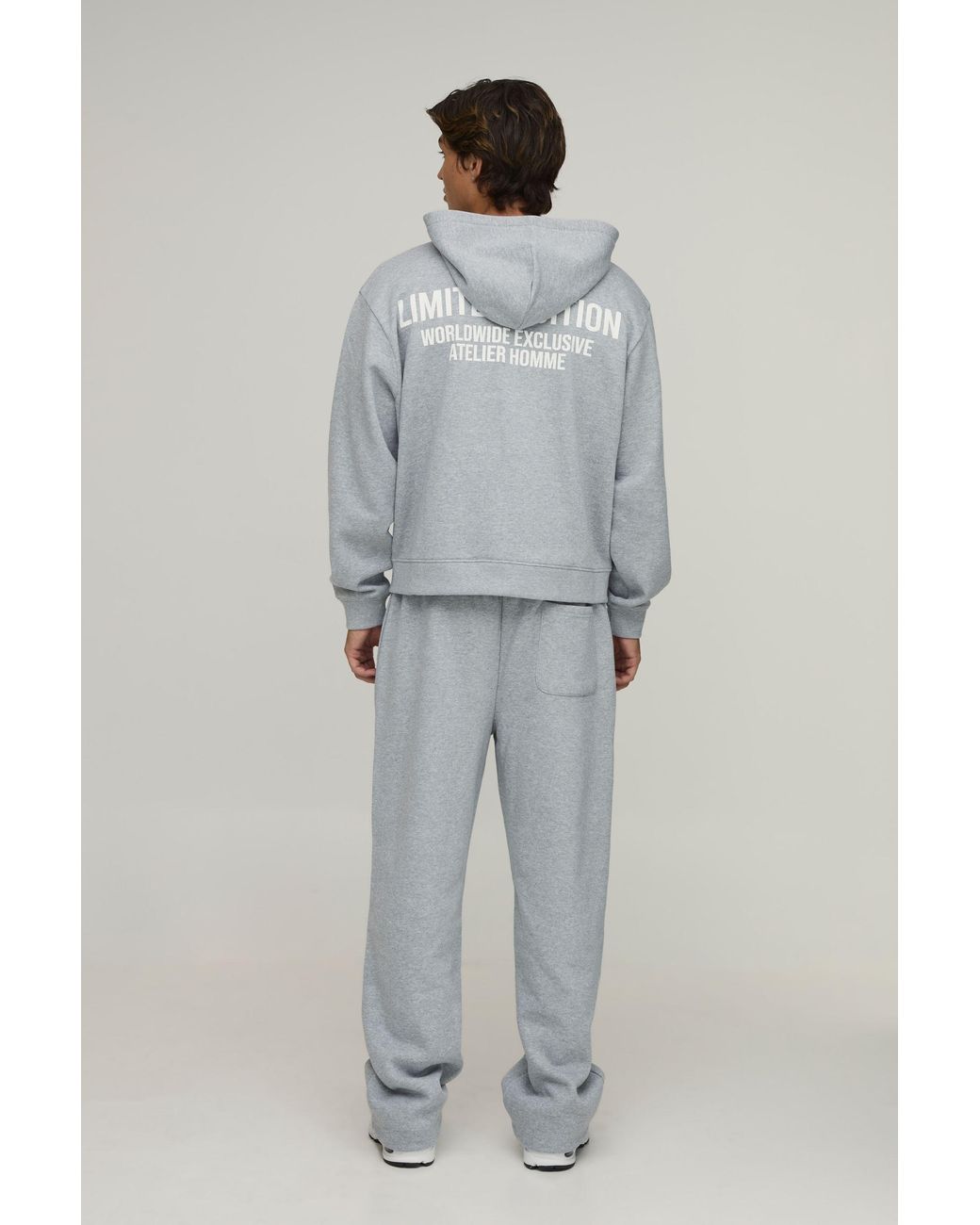 BoohooMAN Gray Oversized Boxy Limited Edition Zip Through Hoodie for men
