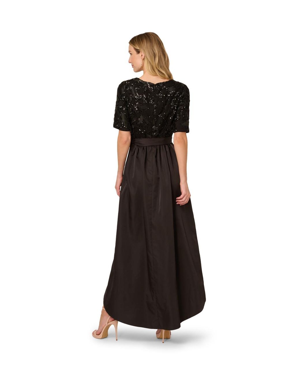 Adrianna Papell Black Studio Sequin Combo Taffeta Gown