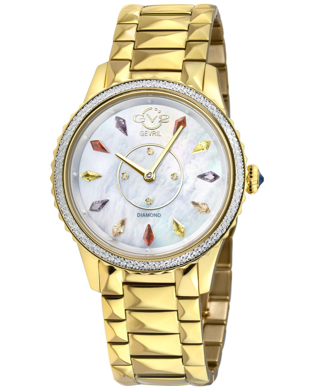 Gv2 Metallic Siena Swiss Quartz Mop Dial 316L Stainless Steel Diamond Watch