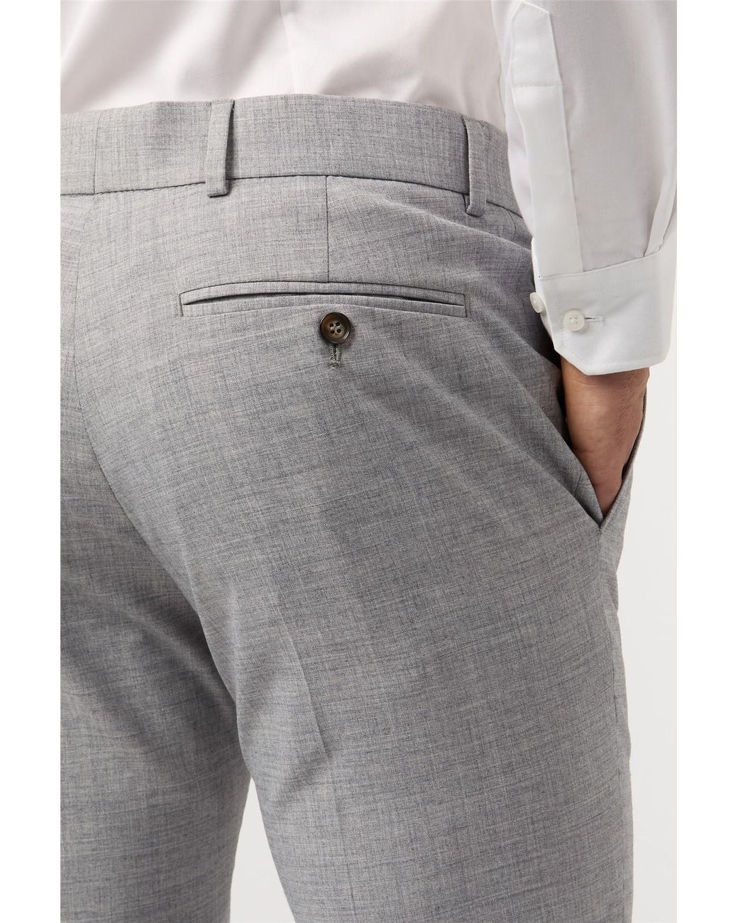 Antique Rogue Gray Flat Fronted Slim Fit Suit Trousers for men