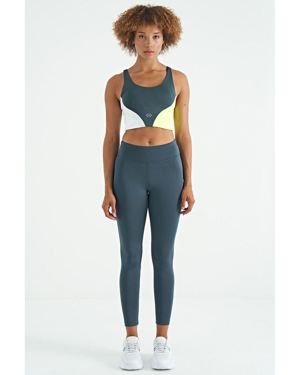 TOMMY LIFE Blue Colour-Block Cropped Sports Top