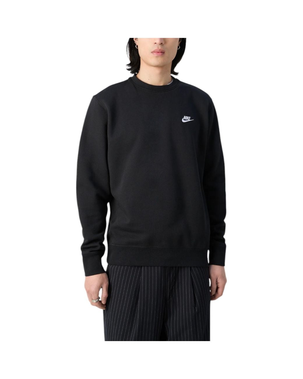Nike Black Bv2662 Sportswear Club Fleece Crew Relax Fit Sweatshirt for men