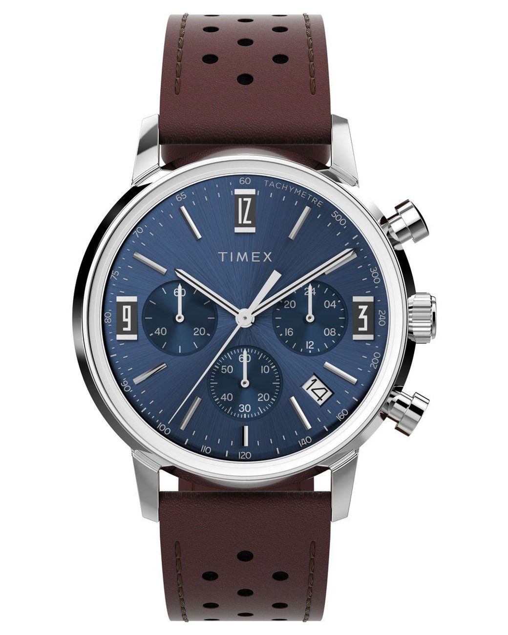 Timex Blue Marlin Chrono Watch Tw2W10200 Leather (Archived) for men