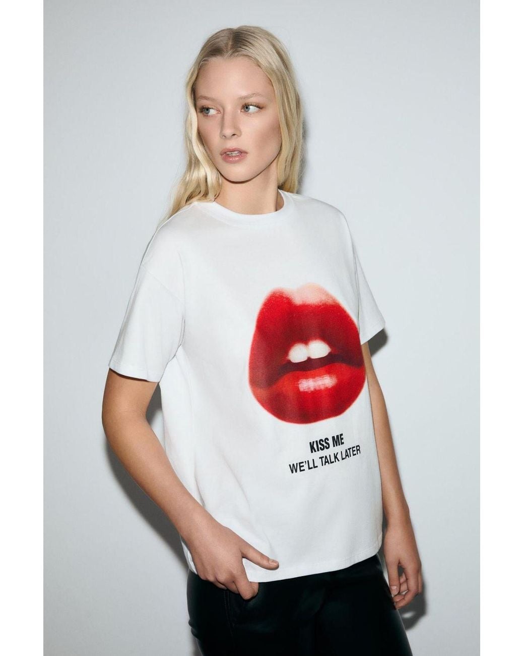 Grimelange Red Printed Back Short Sleeve T-Shirt