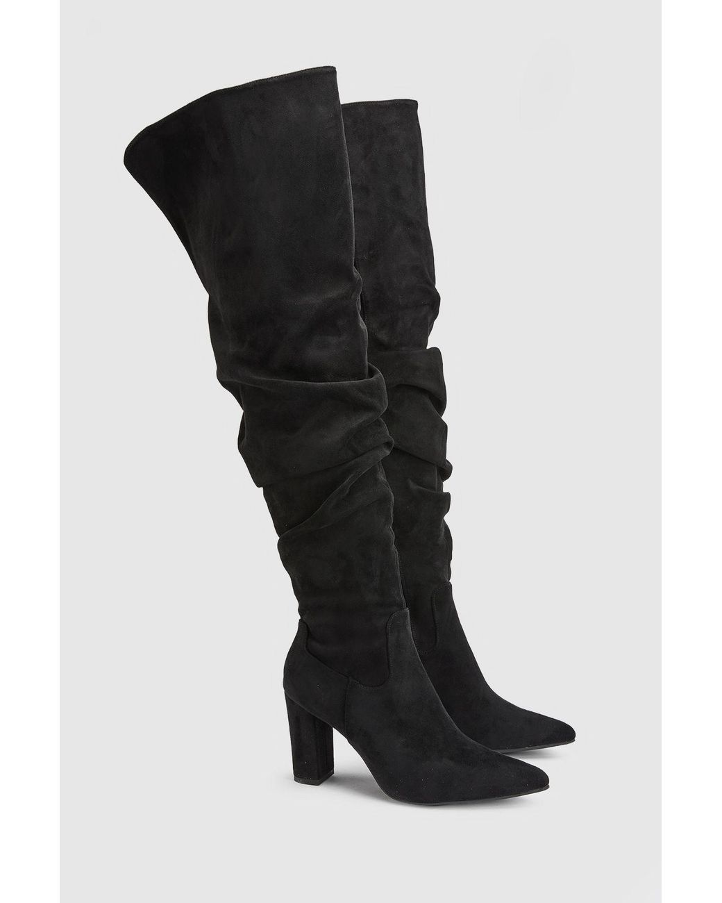 Oasis Black Mindy Wide Fit Faux Suede Block Heel Boots