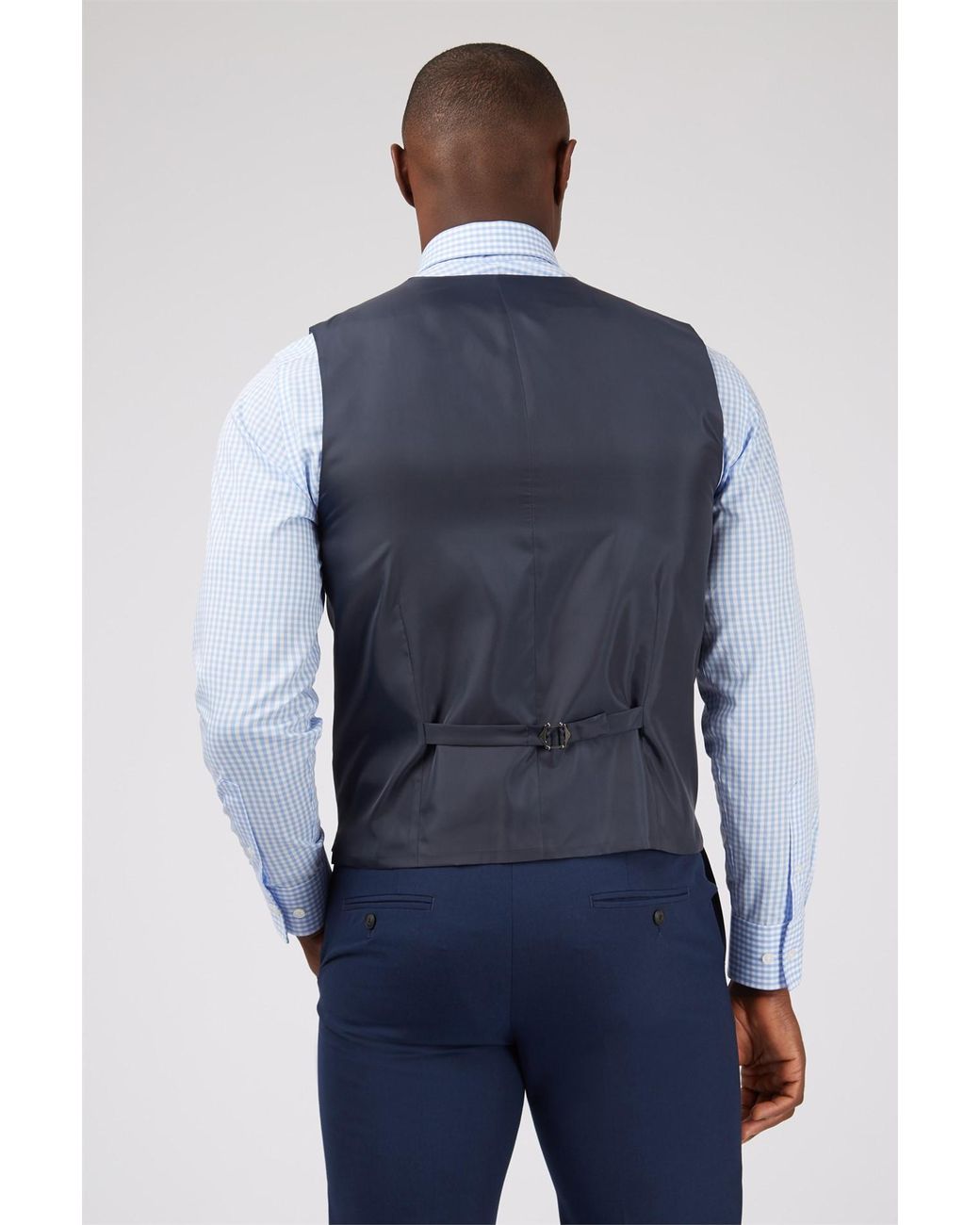 Limehaus Blue Single Breasted Five Button Slim Fit Suit Waistcoat for men