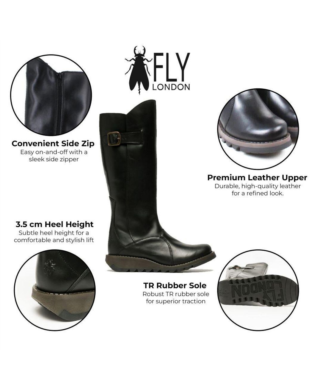 Fly london black knee high boots online