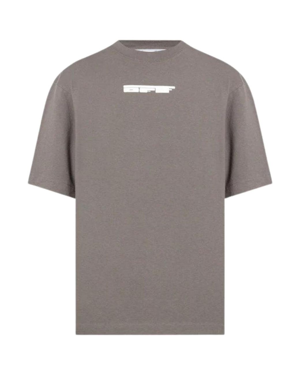 Off-White c/o Virgil Abloh Gray Teddy Arrow Logo Over Skate Fit Steel Iron T-Shirt for men