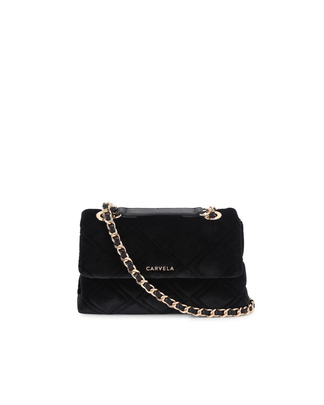 Carvela Kurt Geiger Black Velvet Rosa Chain Shoulder Bag