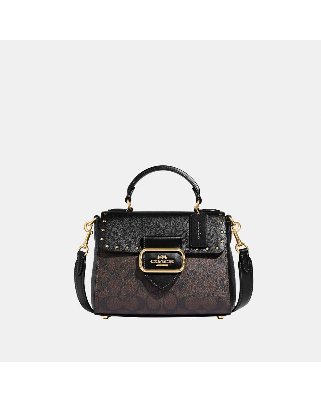 COACH Signature Colorblock With Rivets Morgan Top Handle Satchel