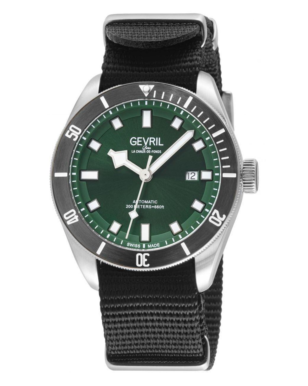 Gevril Green Yorkville Swiss Automatic Sellita Sw200 Dial Steel Watch for men