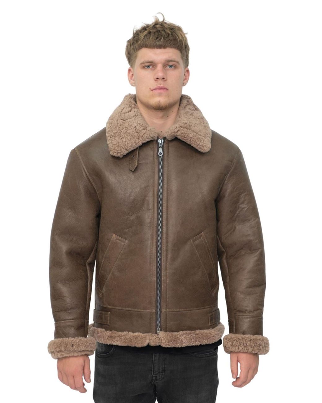 Infinity Leather Brown B3 Ww2 Sheepskin Aviator Jacket-Houston for men