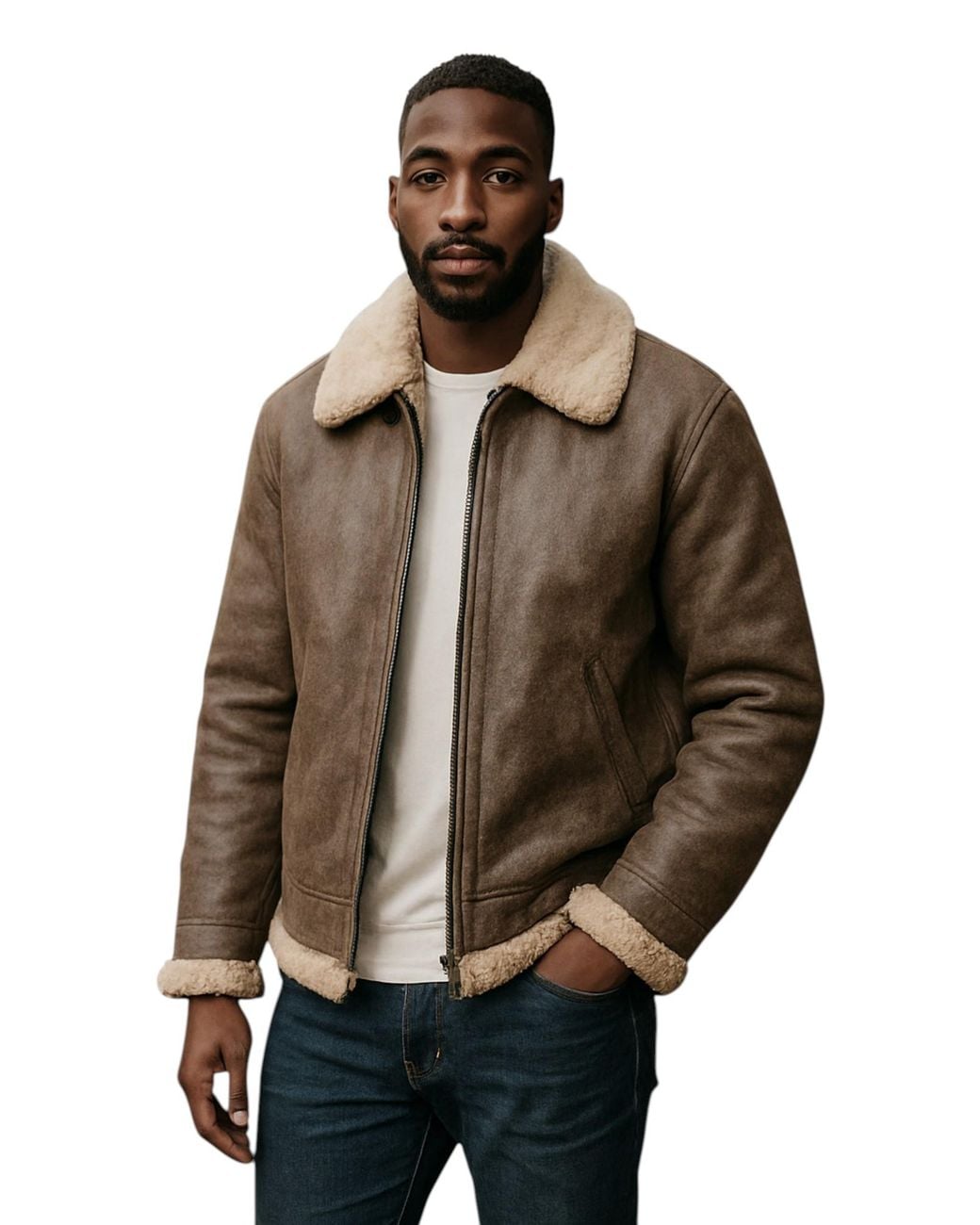 Infinity Leather Brown B3 Ww2 Sheepskin Flying Aviator Jacket-Houston for men