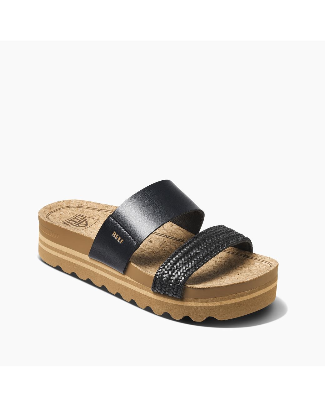Reef Black Cushion Vista Hi Sandal Braid