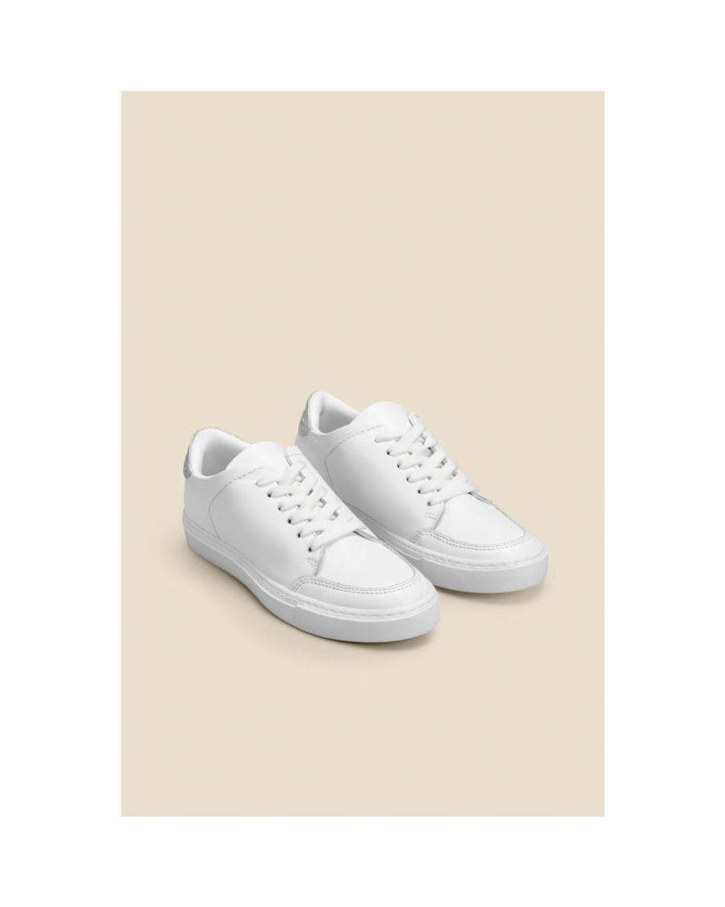 Sosandar Natural Aria Back Panel Detail Leather Trainers