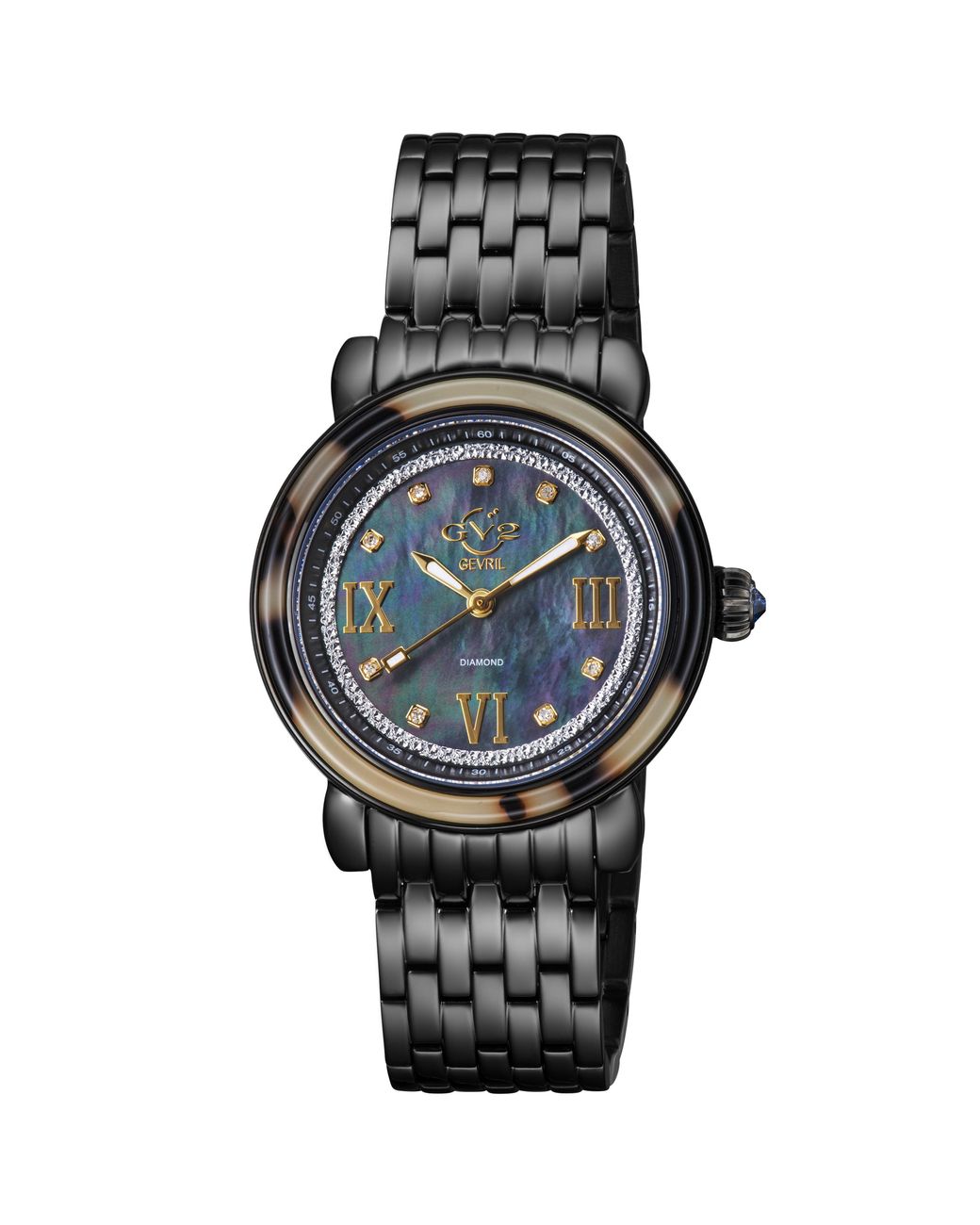 Gv2 Gray Marsala Tortoise Swiss Quartz Mother Of Pearl Dial, Suede Watch Stainless Steel