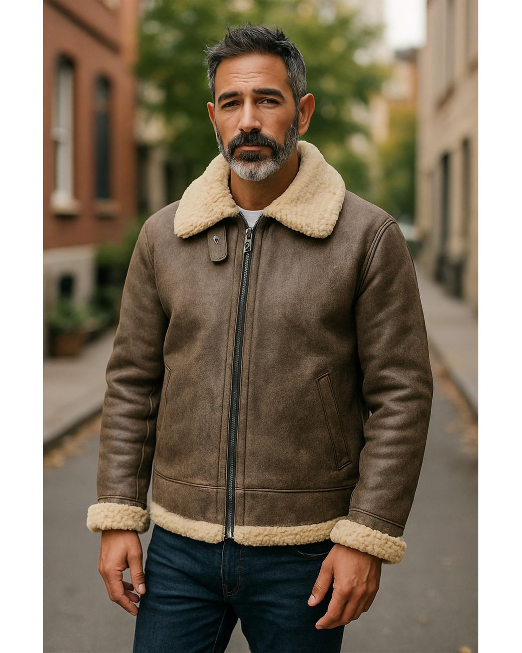 Infinity Leather Green B3 Ww2 Sheepskin Flying Aviator Jacket-Seshego for men