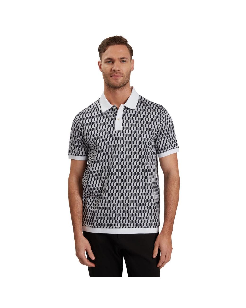 Ted Baker Blue Geo Regular Fit Polo Shirt for men
