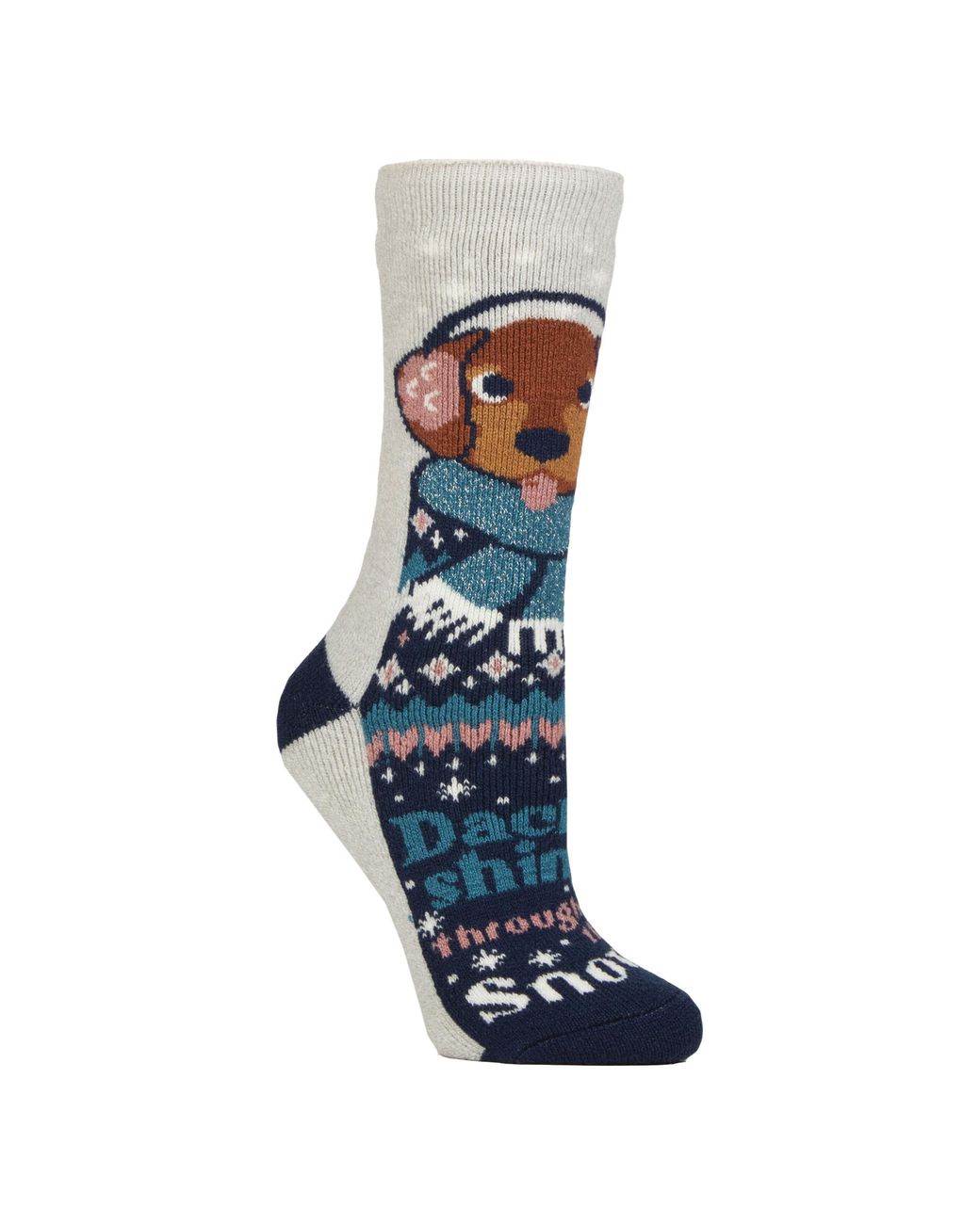 Heat Holders Blue Ladies Lite Thermal Christmas Novelty Patterned Socks