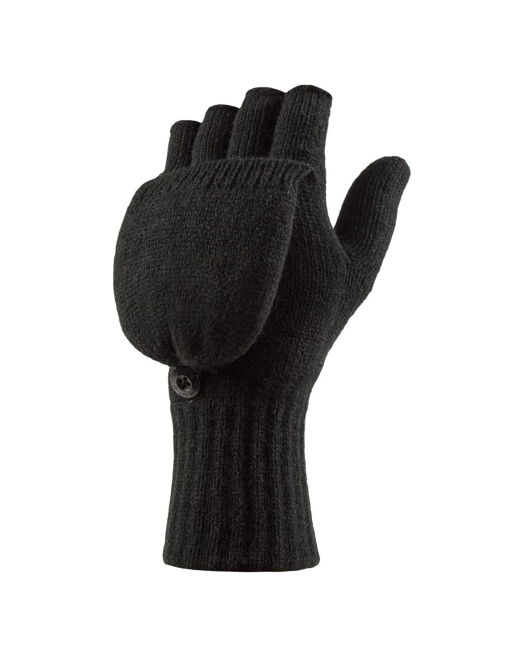 Heat Holders Black Ladies Thermal Converter Mittens Gloves With Fingerless Option