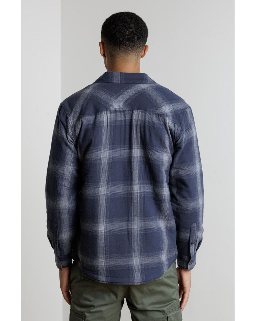 Tokyo Laundry Blue Sherpa-Lined Check Overshirt for men