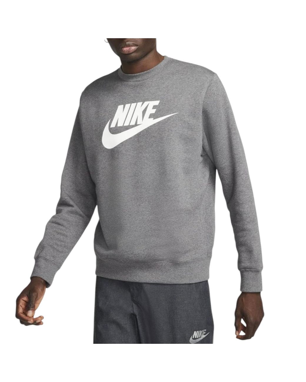 Nike Gray Dq4912 Sweatshirt Sportswear Club Fleece Crew Neck Pullover Jumper New for men